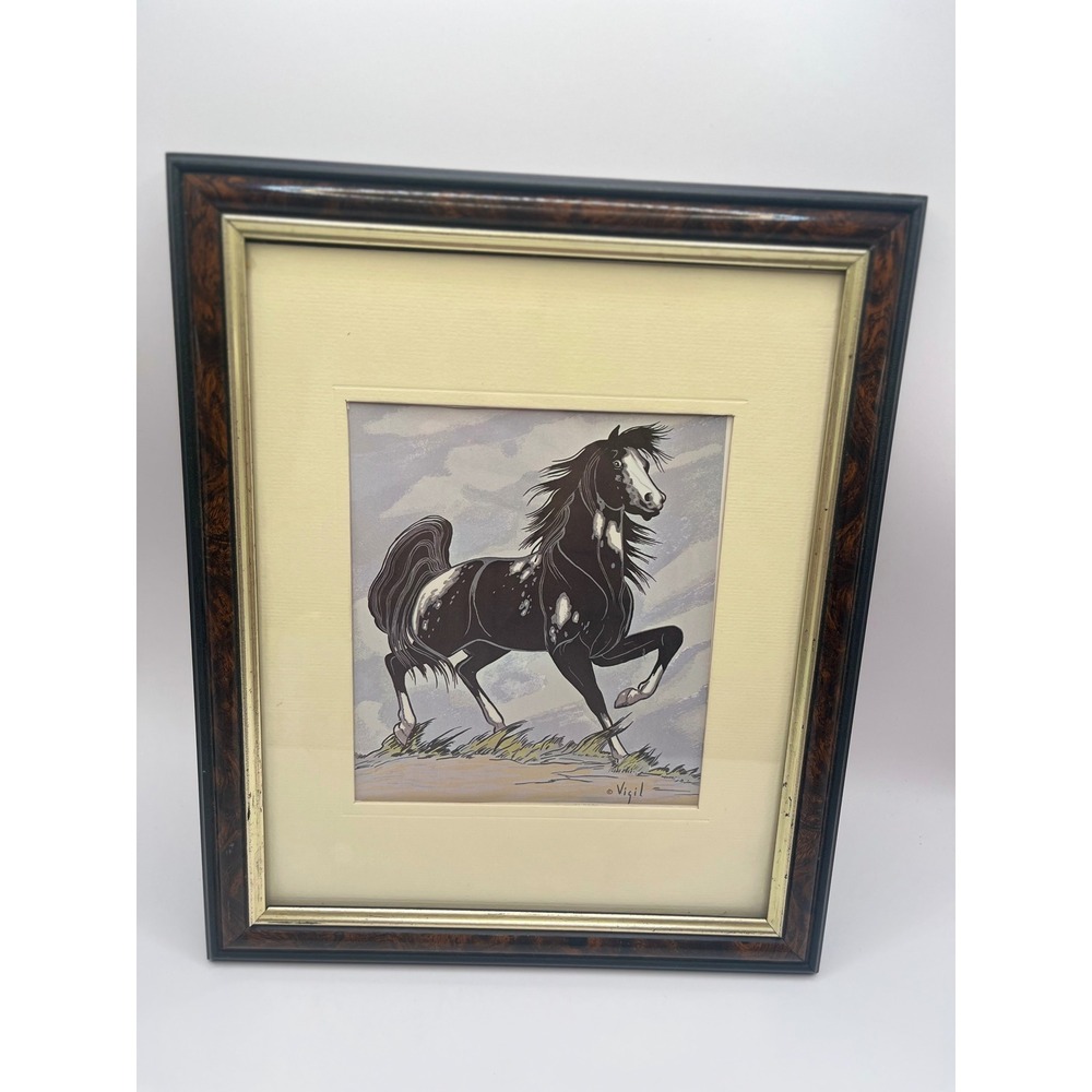 Vigil Native American Horse Art Print Framed Southwestern Equestrian Decor